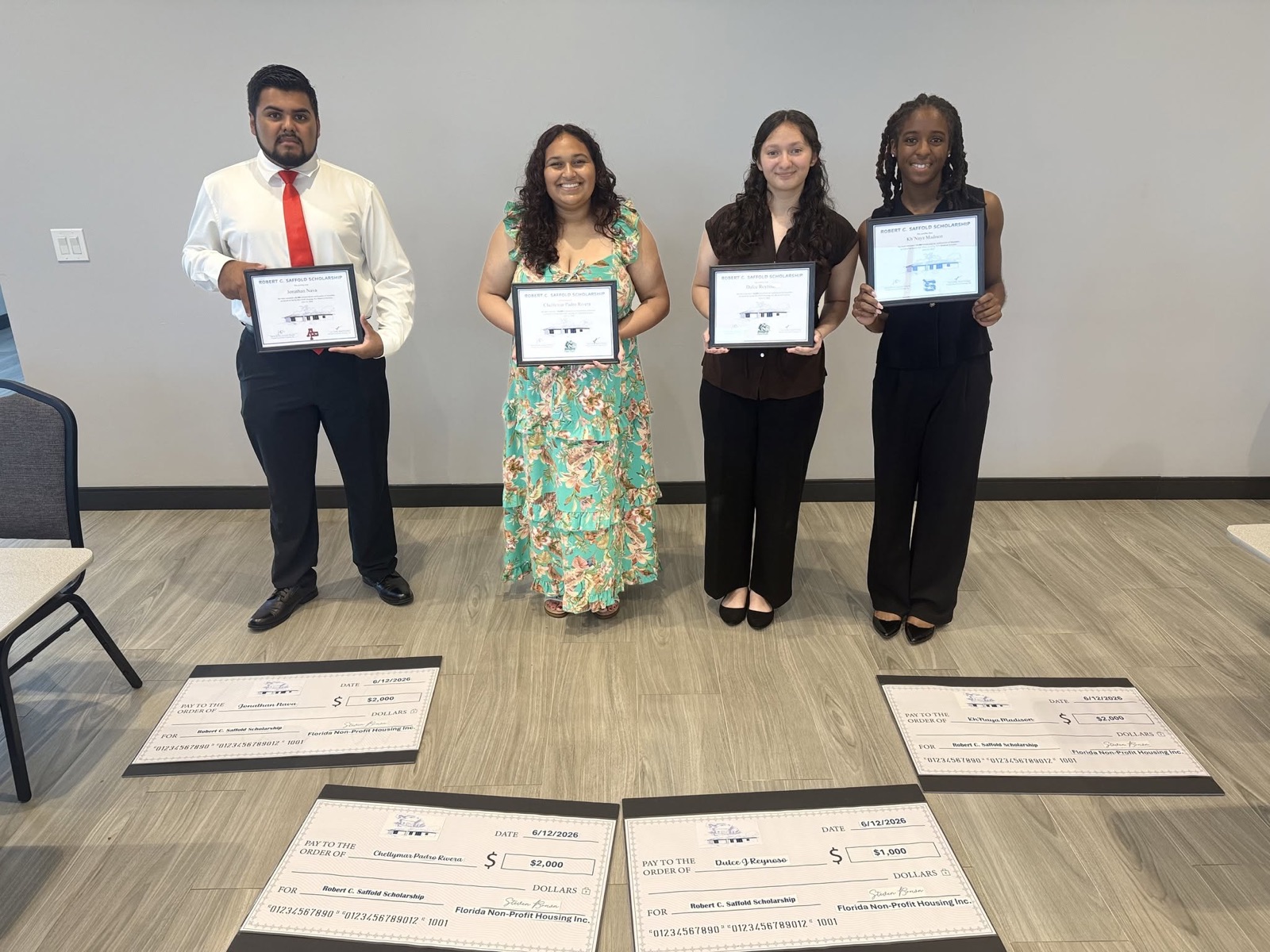 2026 Saffold scholarship recipients, from the current site. From fnph.org. Photography rights and direction are in review.