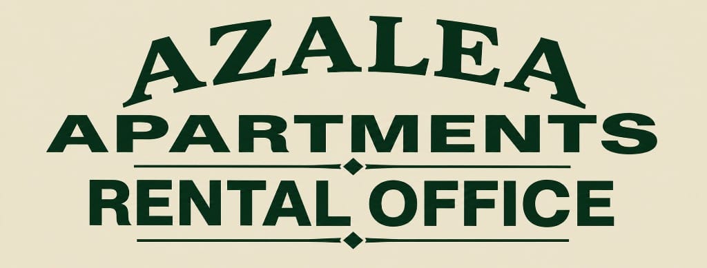 Azalea Apartments rental office sign. Generated reference mark — DRAFT, not approved. Photography rights and direction are in review.